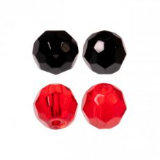 210154 ZECK Faced Glass Beads 8MM RED 10psc